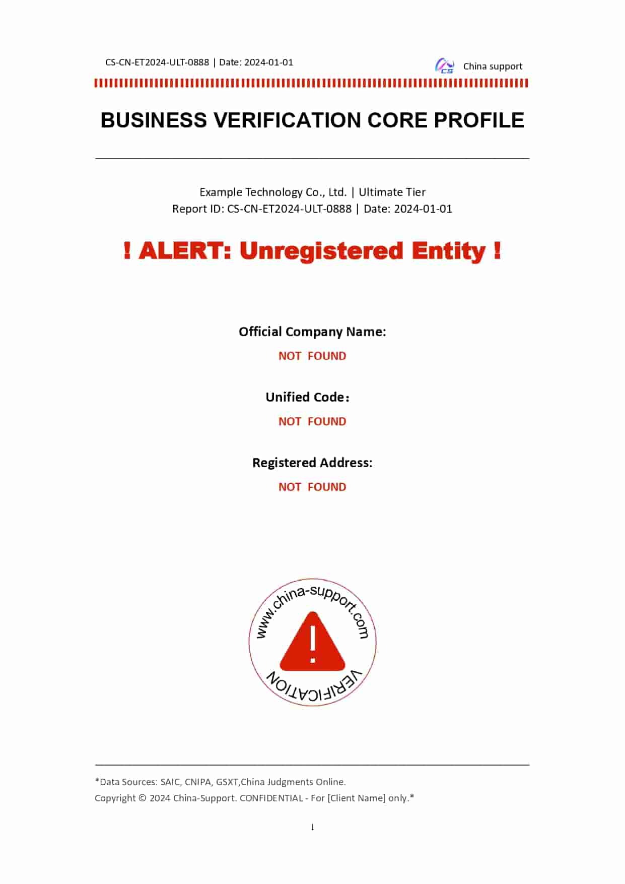 Ultimate Report Unverified Example 2